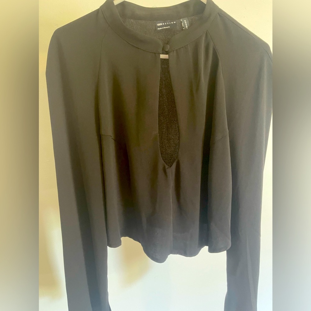 ASOS Black cropped long sleeve top